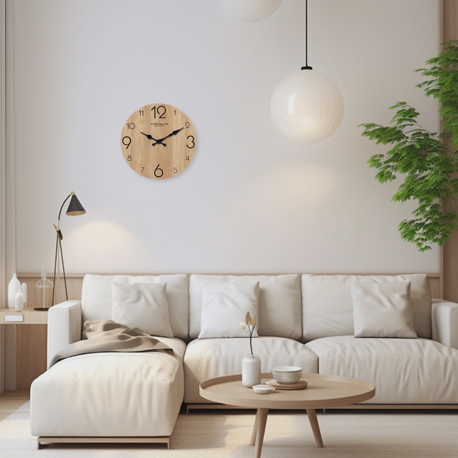 Moderne Houten Wandklok met Houtnerf Textuur - Stille Werking & Batterijgevoed - 10-16 Inch
