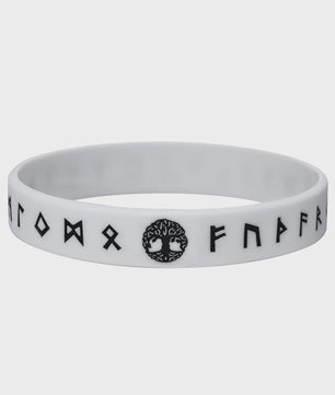 Mprainbow Heren Viking Rune Armband - Wolf Design, Zwart/Wit Siliconen Polsband