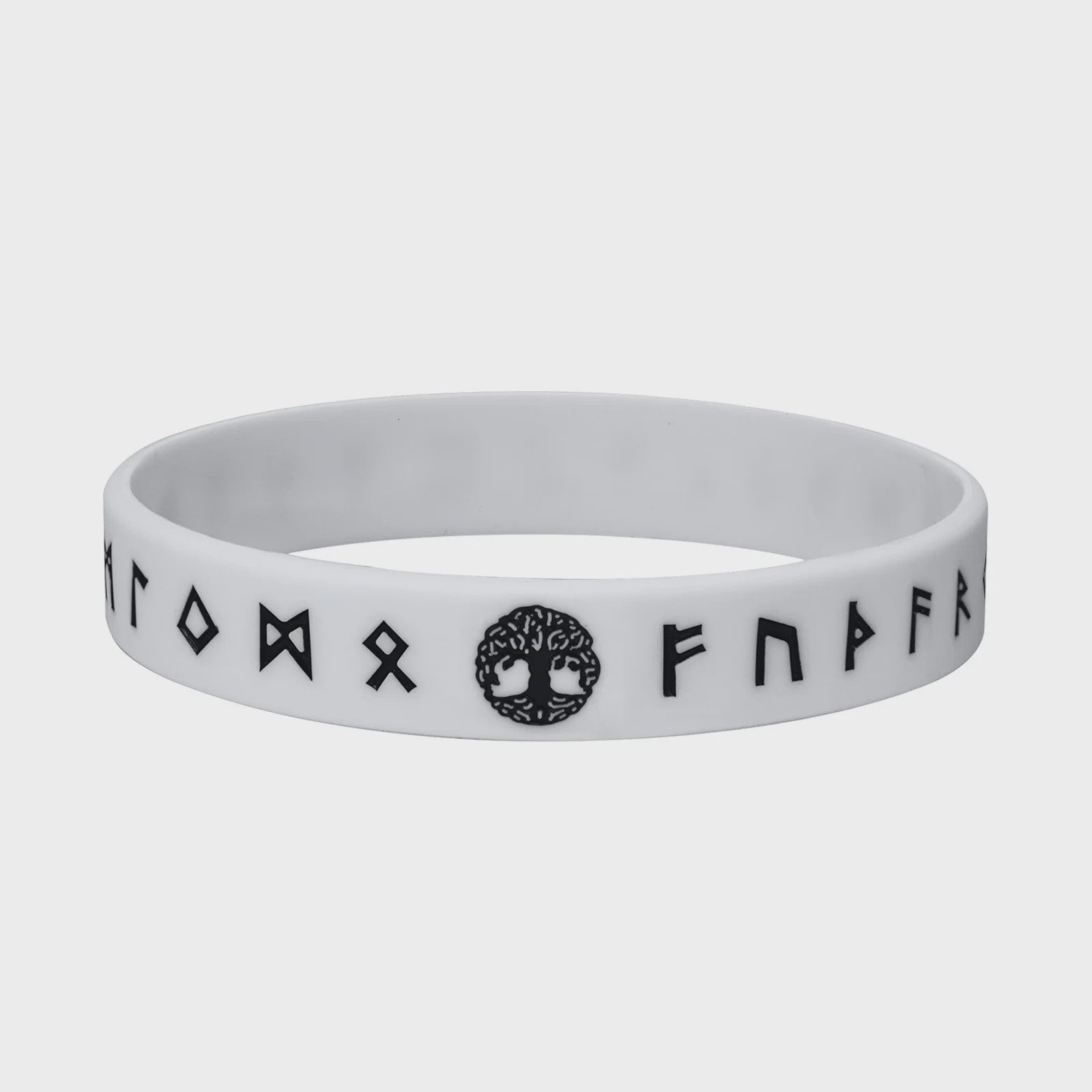 Mprainbow Heren Viking Rune Armband - Wolf Design, Zwart/Wit Siliconen Polsband