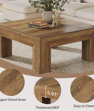 Vierkante Salontafel Rustiek Bruin - 100x100cm - Stevig Houten Onderstel