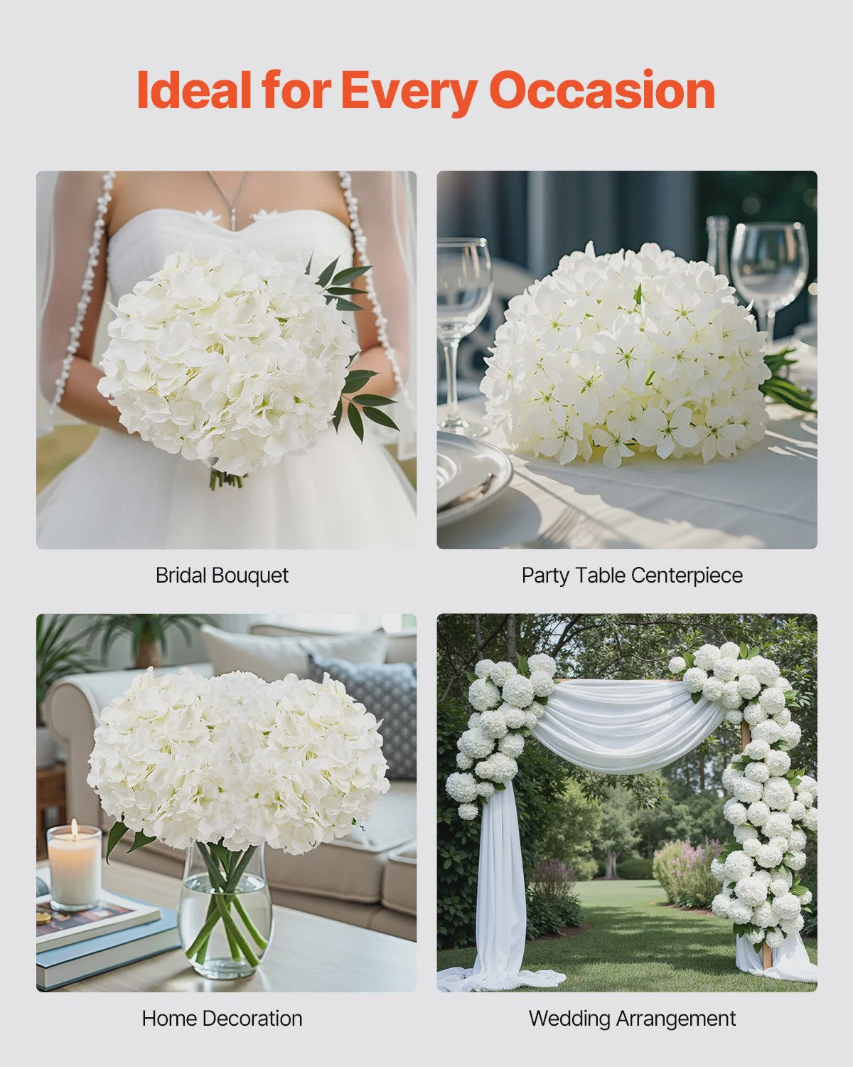 Kunstbloemen Witte Hydrangea - Zijde, Realistisch, Bulk voor Bruiloft & DIY