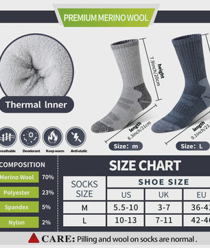 5 Paar Merino Wol Wandelsokken - Warm, Ademend & Compressie voor Heren & Dames