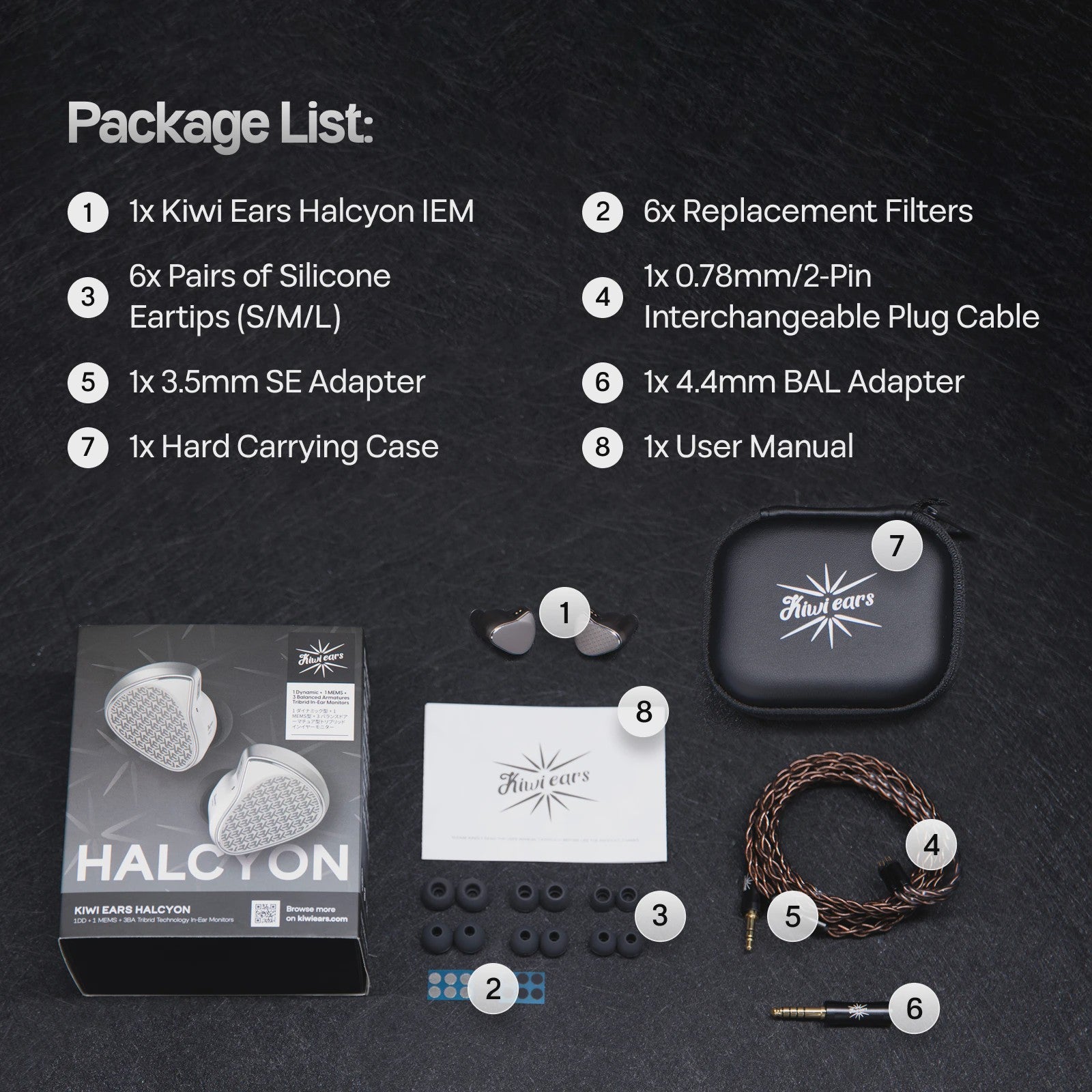 Kiwi Ears Halcyon Tribrid IEM Oordopjes met MEMS, 1DD, 3BA en Gaming Microfoon