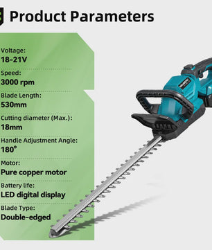 Elektrische Heggenschaar met 180° Verstelbare Handgreep - Compatibel met Makita Accu