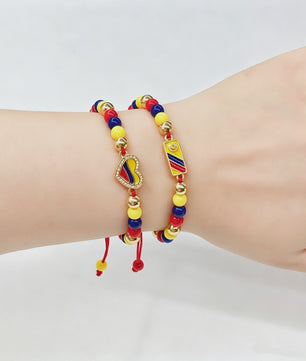 Colombia Vlag Armband - Verstelbaar Patriotisch Sieraden met Rood, Geel en Blauwe Kralen
