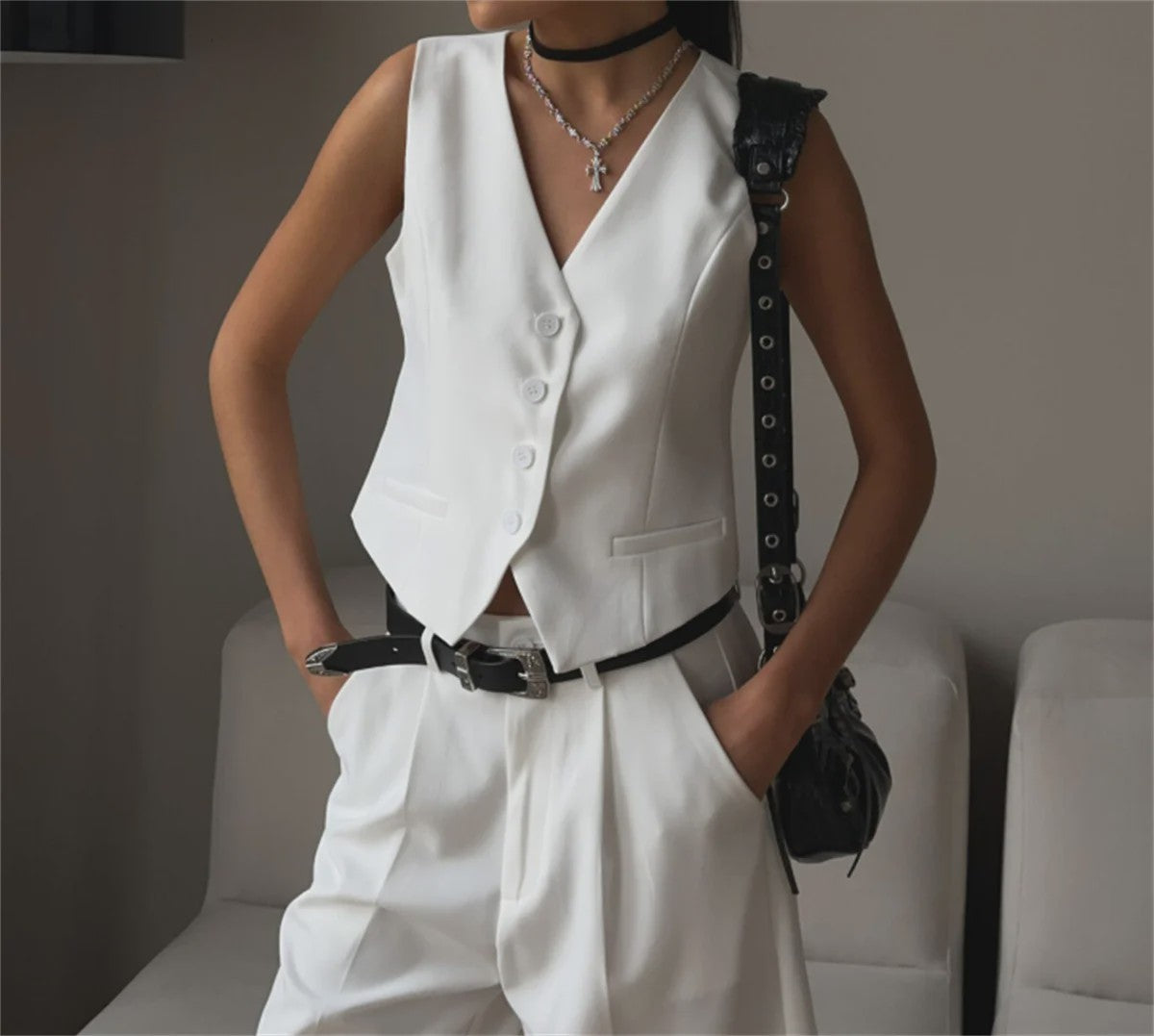 Stijlvol Dames Blazer Vest met Opstaande Kraag - Elegante Kantoor Outwear Lente/Herfst