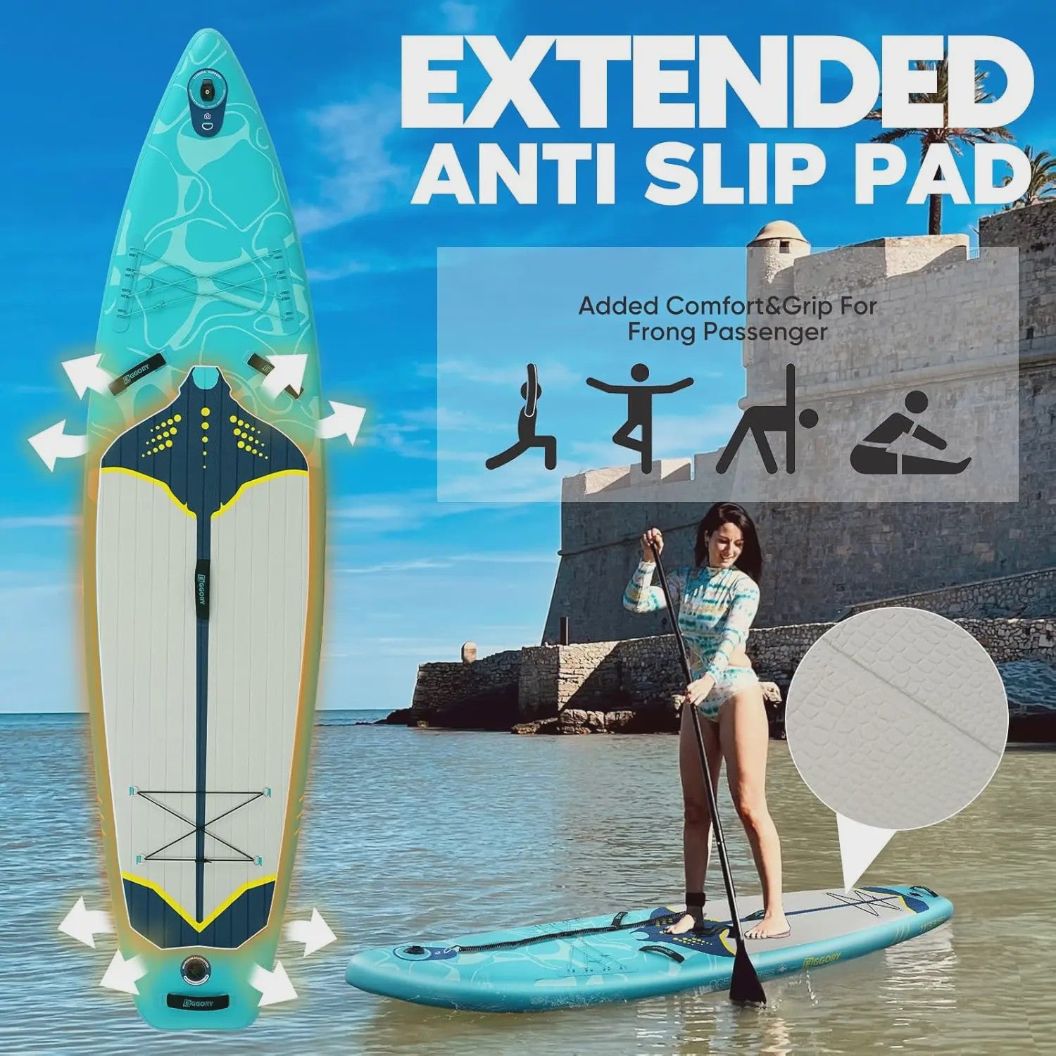 Opblaasbaar Stand Up Paddle Board (SUP) 10'11'' - 33'' Breed - 180kg Capaciteit - Complete Set voor Beginners