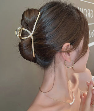 Grote Metalen Klauw Haarclip 13.5cm - Trendy Holle Haarpin voor Dames