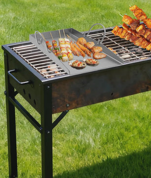 RVS Grillplaat 40x30cm - Heavy Duty BBQ Pan met 2 Spatels