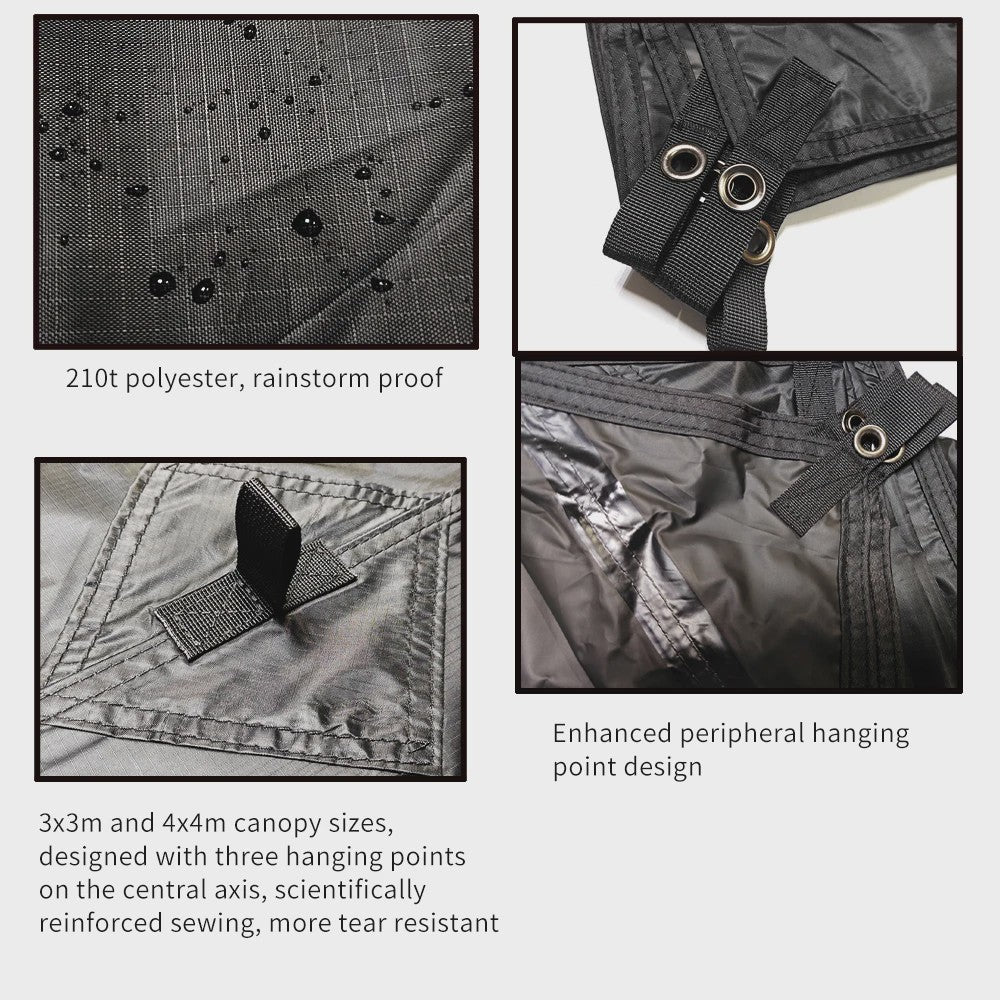 Aricxi Black Coating Tarp - Waterdicht Kampeer Tarp 3x3m & 4x4m