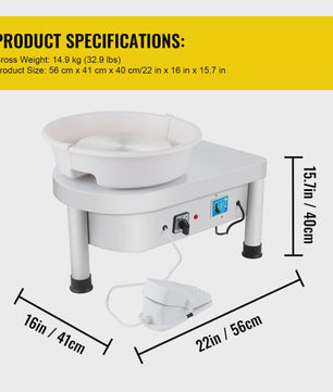 Elektrische Pottenbakkersschijf 25cm 280W met Voetpedaal en Gereedschapset - DIY Keramiek