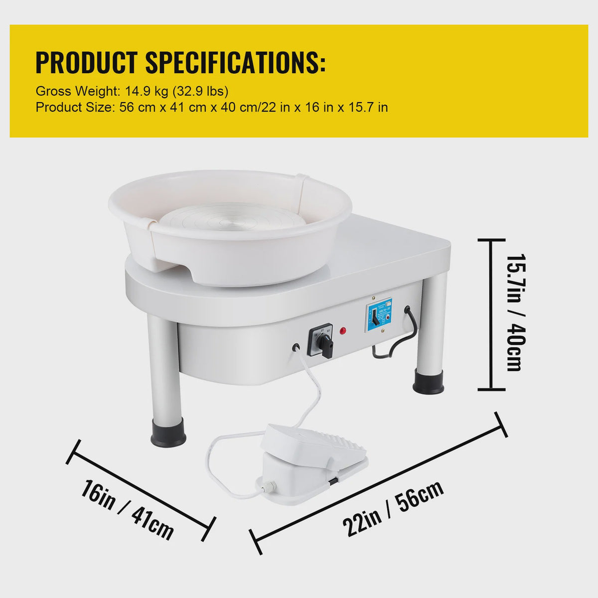 Elektrische Pottenbakkersschijf 25cm 280W met Voetpedaal en Gereedschapset - DIY Keramiek
