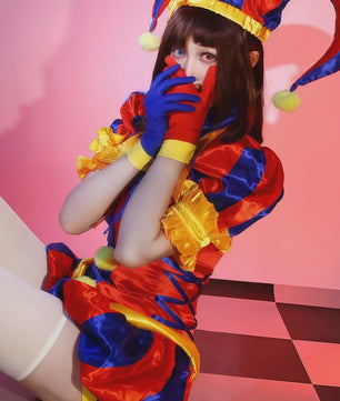 Pomni Cosplay Kostuum - The Amazing Digital Circus Clown Uniform