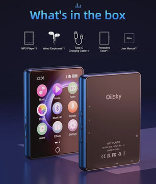 Oilsky D26 MP3/MP4 Speler: 64GB, 2.8" Touchscreen, Bluetooth 5.3, Uitbreidbaar tot 128GB