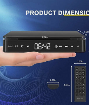 Compacte DVD Speler met HDMI, USB, Type-C en Touch Panel - Zwart