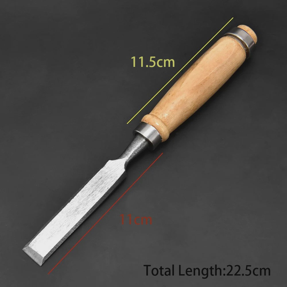 Professionele Houtsnijbeitel Set (4 stuks) - 6/12/18/24mm, Chroom-Vanadium Staal met Beukenhouten Handvatten