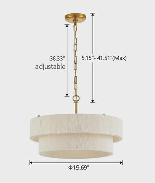 Landelijke Hanglamp Hennep Touw Dubbele Laag Verstelbaar - Sfeervol voor Eetkamer, Keuken of Woonkamer