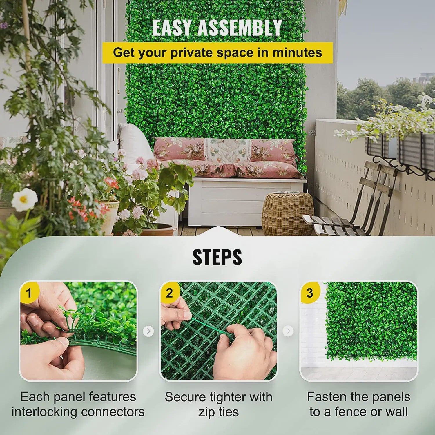 Kunstplant Muurdecoratie Buxus Hek Paneel - Realistische Groene Achterwand voor Privacy