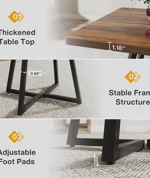Industriële Vierkante Eettafel 80x80 cm voor 4 Personen met Houten Look en Metaal Onderstel