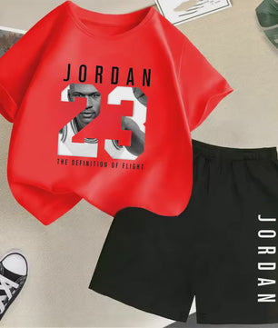 Kinder T-shirt en Short Set - Zomer Sportieve Mode met Grafische Print