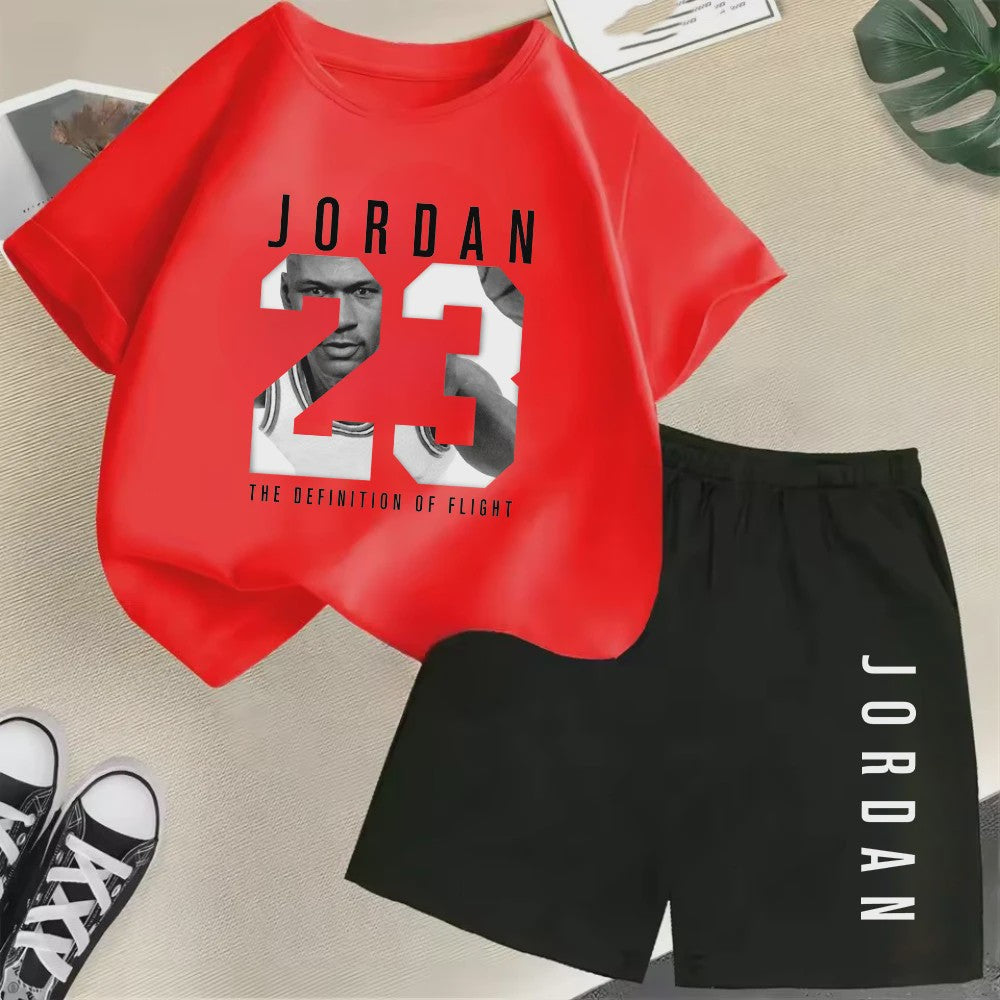 Kinder T-shirt en Short Set - Zomer Sportieve Mode met Grafische Print