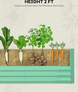 Verhoogd Tuinbed Metaal 6x3x2 ft (183x91 cm) - 60 cm Hoog, Groen, Roestbestendig & Eenvoudig te Monteren