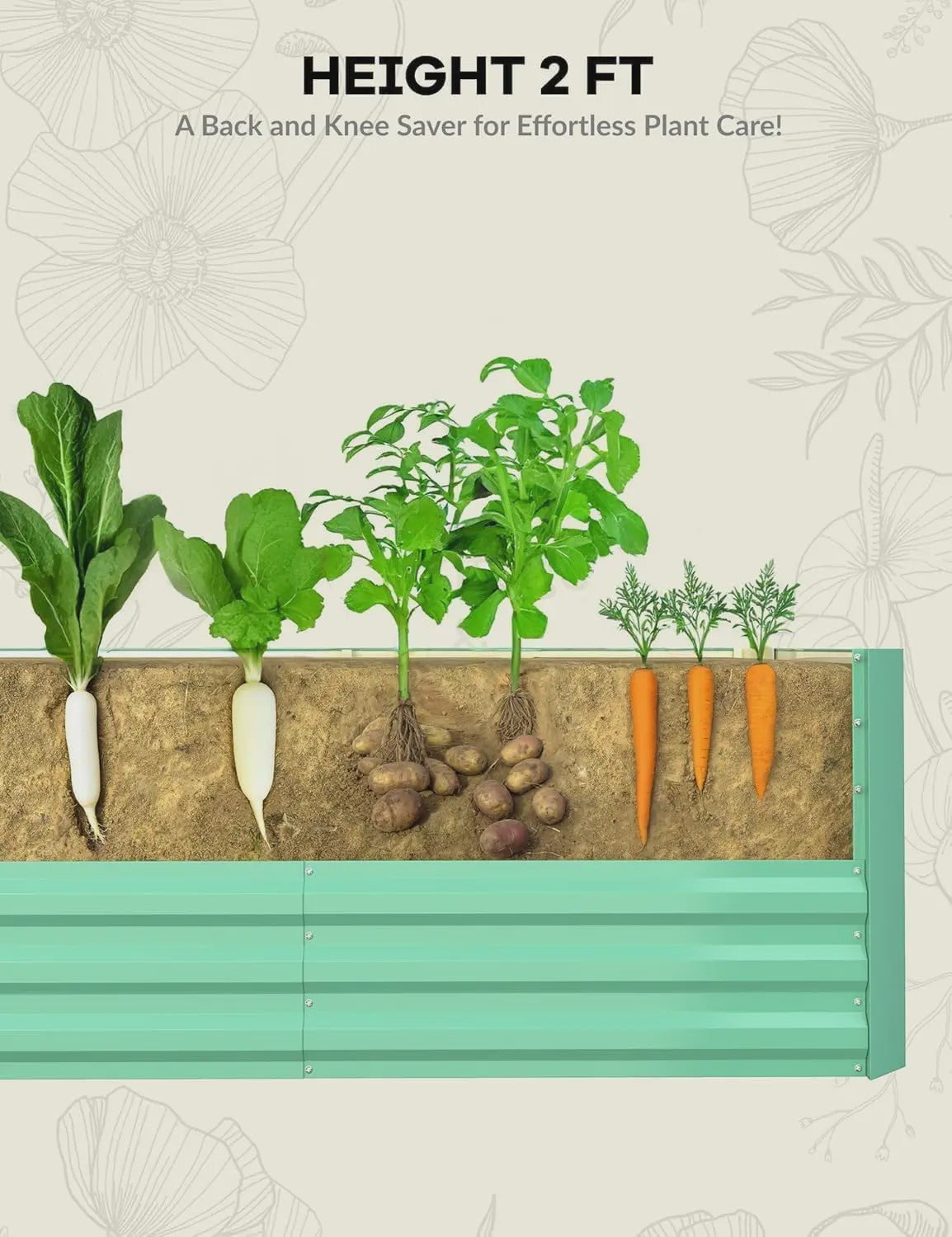 Verhoogd Tuinbed Metaal 6x3x2 ft (183x91 cm) - 60 cm Hoog, Groen, Roestbestendig & Eenvoudig te Monteren