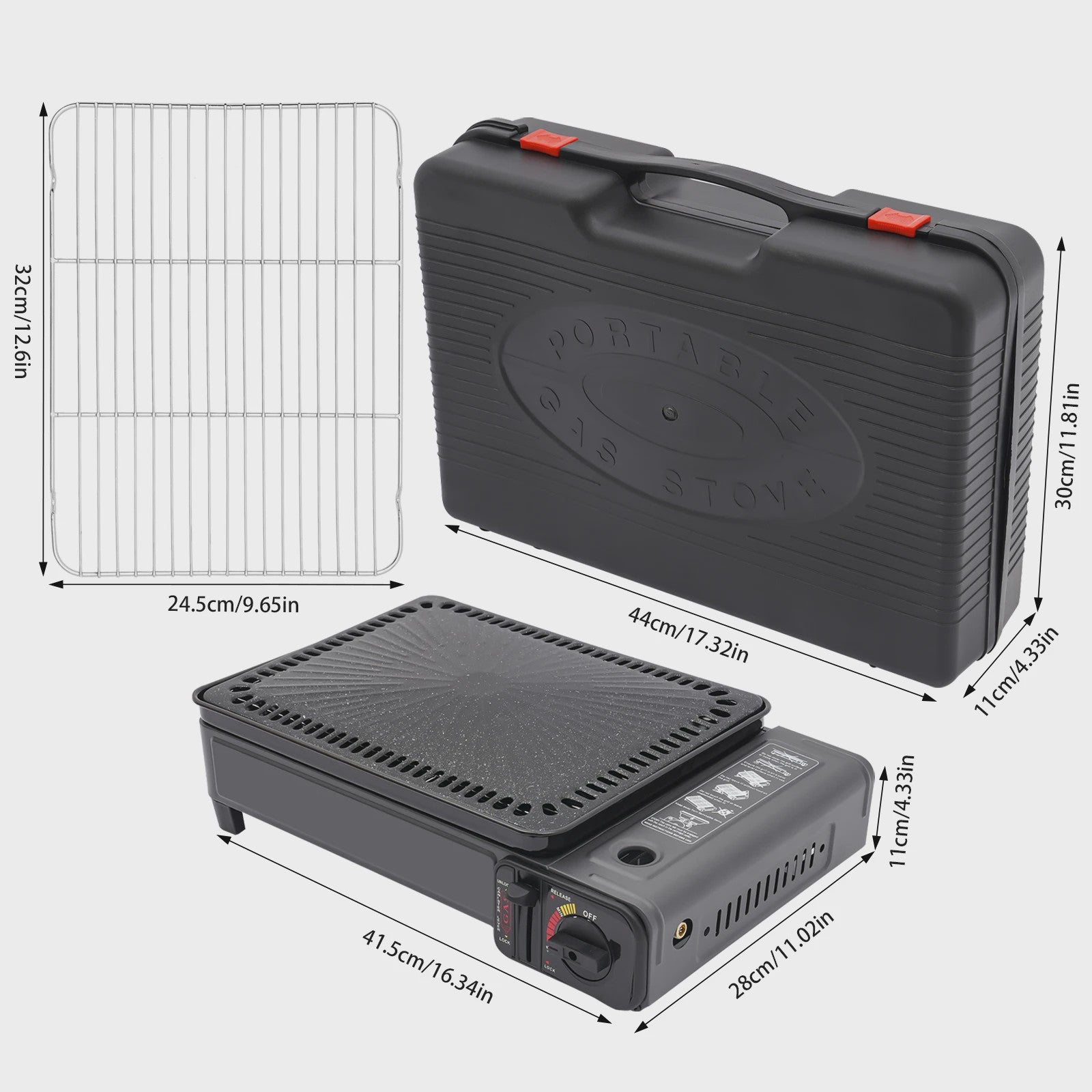 Draagbare Gas BBQ Grill met Opbergbox - Ideaal voor Camping, Reizen & Outdoor
