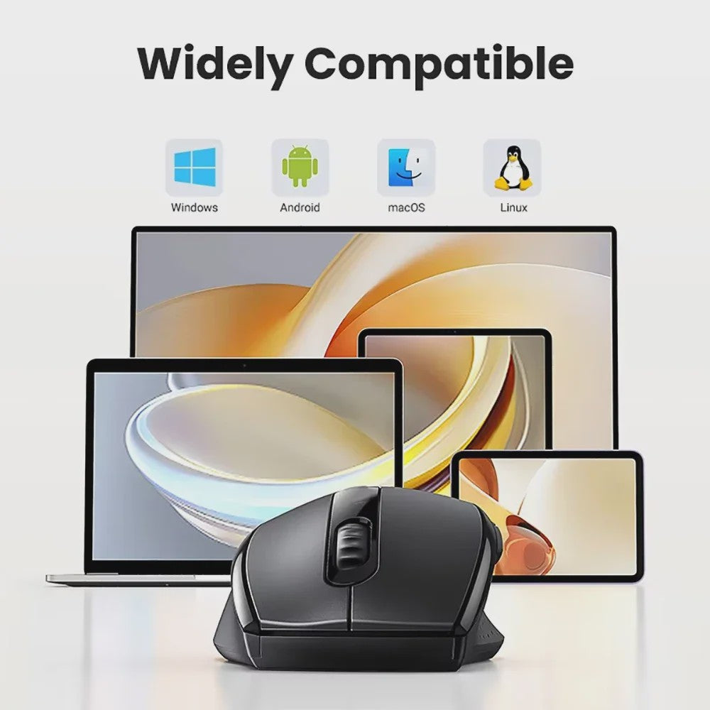 Ergonomische Draadloze Muis: 2.4G & Bluetooth, Oplaadbaar, 1600 DPI, 6 Knoppen