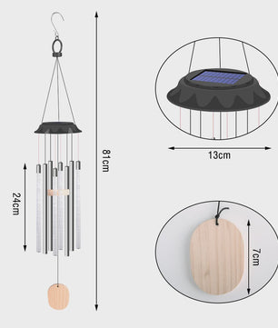 Zonne-energie LED Windgong met Kleurrijke Verlichting - Waterdicht Buiten Decoratie