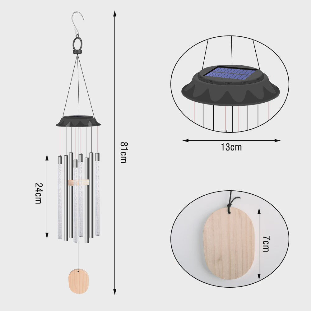 Zonne-energie LED Windgong met Kleurrijke Verlichting - Waterdicht Buiten Decoratie