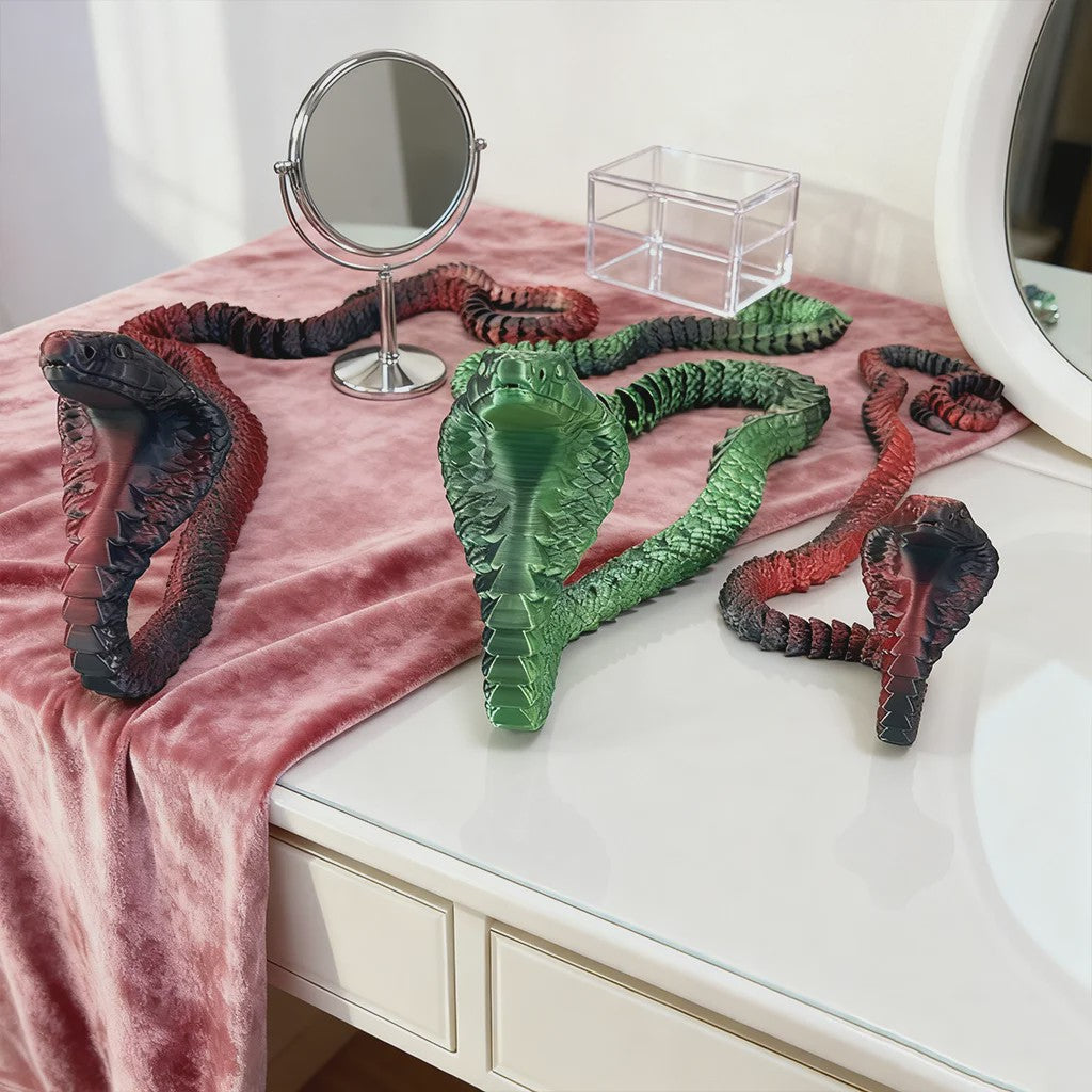 Flexibele 3D Geprinte Cobra Statue - Kleurrijk & Buigzaam - 90cm & 130cm - Uniek Cadeau