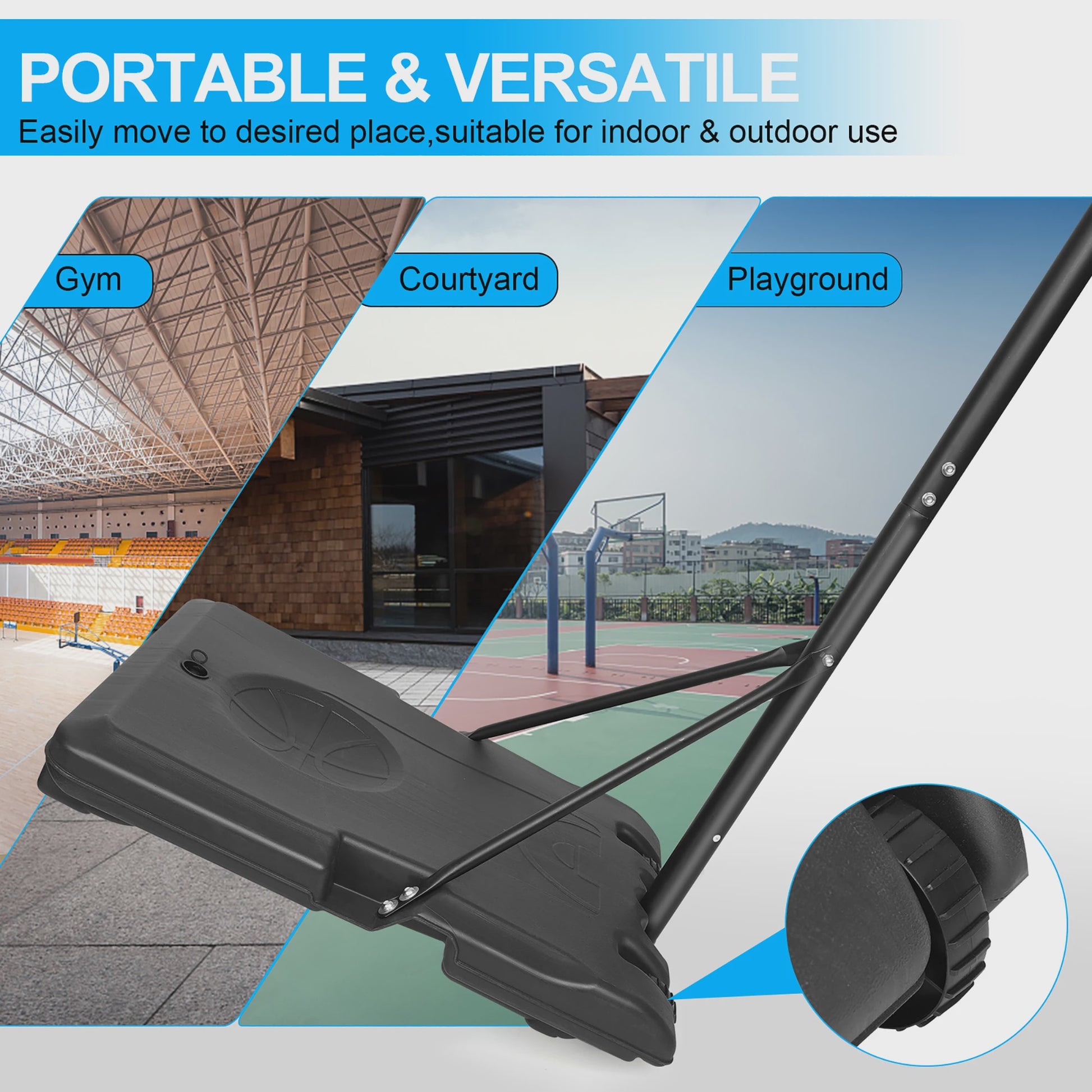Draagbare Basketbalpaal Verstelbaar 170-213 cm met Wielen - Indoor & Outdoor