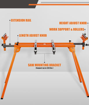 DOVAMAN Miter Saw Stand: Snel Opzetbaar, Lichtgewicht & Robuust met Grote Capaciteit