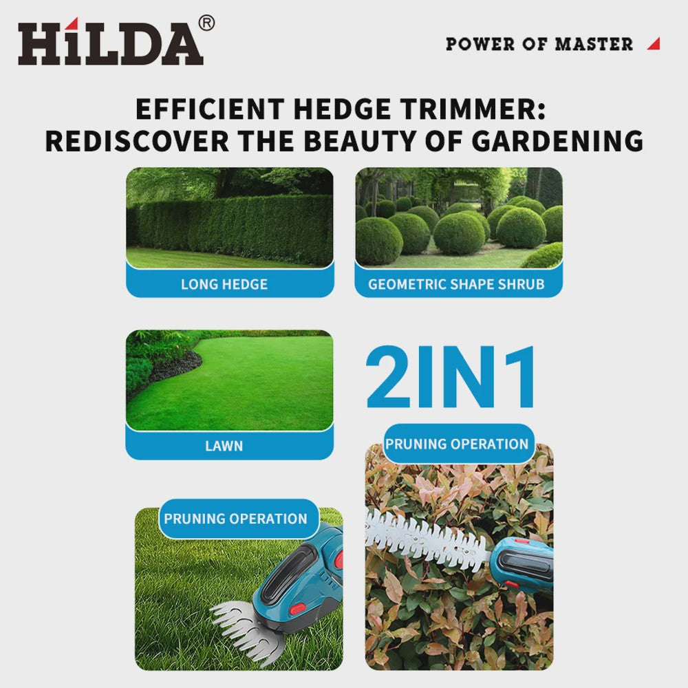 HILDA 2-in-1 Snoeischaar & Grasmaaier - Draadloos, Makita 18V Compatibel