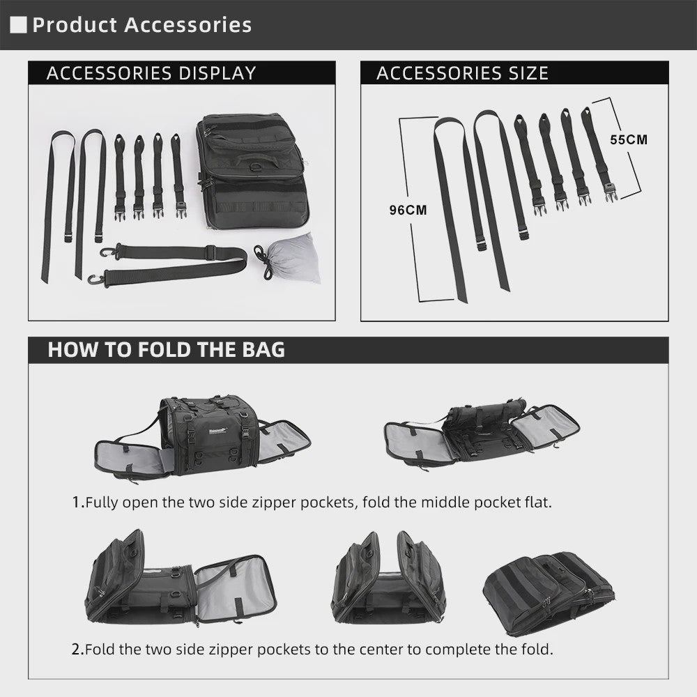 Rhinowalk Motor Bagage Tas - Waterdicht & Uitbreidbaar (19L-80L)