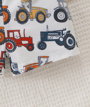 Zomer Set Baby Jongens: Tractor Print Tanktop & Shorts