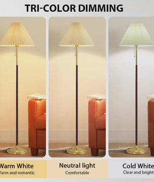 Moderne Plissé Stoffen Vloerlamp met 3 Kleurtemperaturen & Voetschakelaar | Sfeerverlichting voor Woonkamer, Slaapkamer, Kantoor