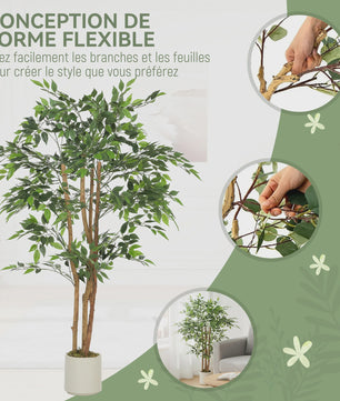 HOMCOM Kunst Banyan Boom 150 cm met Pot - Realistische Kunstplant voor Binnen
