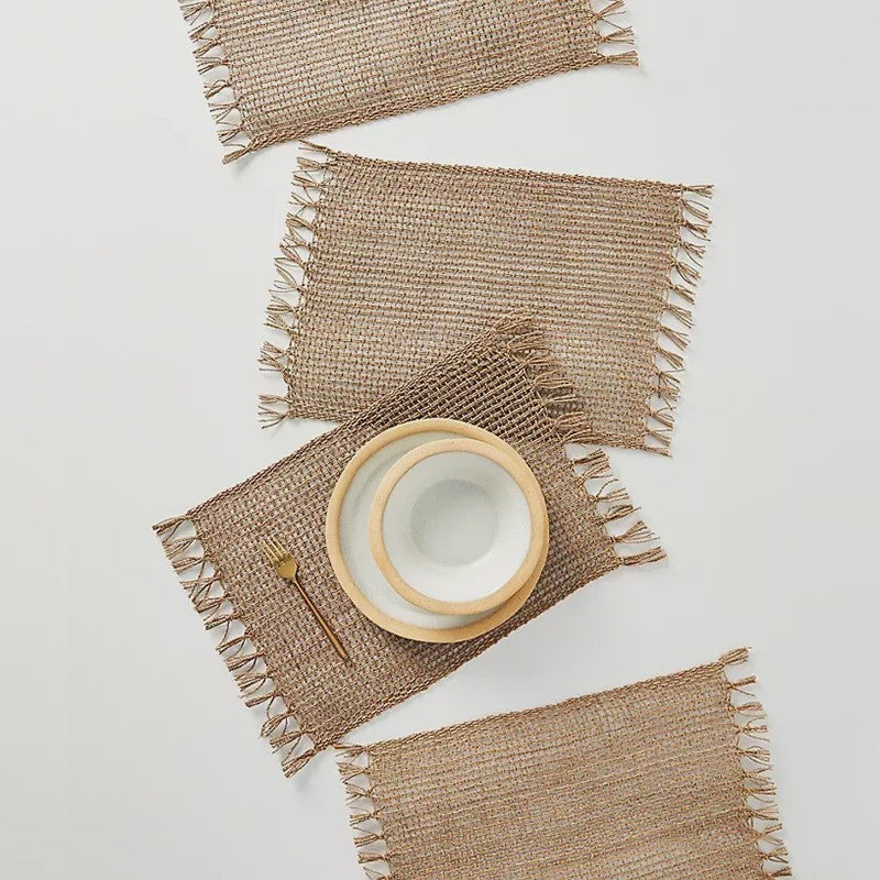 Natuurlijke Jute Tafelrunner met Franjes - Sfeervolle Decoratie voor Kerst en Bruiloft