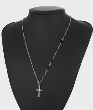 Eenvoudige Christelijke Kruis Ketting - Zilverkleurig, Lange Ketting voor Dames en Heren