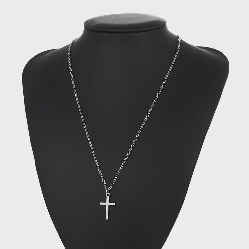 Eenvoudige Christelijke Kruis Ketting - Zilverkleurig, Lange Ketting voor Dames en Heren
