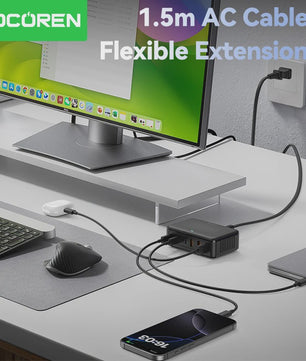 Rocoren 100W GaN Desktop Lader: 6-Poorts Snellader met USB-C voor Al Je Apparaten