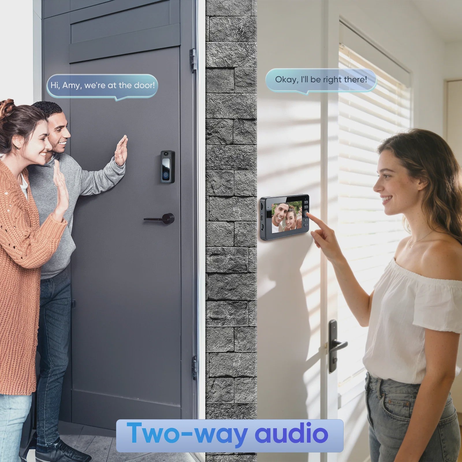 Draadloze Videodeurbel met 4.3'' Scherm - HD Beeld, Tweeweg Audio & Nachtzicht - Geen WiFi Nodig