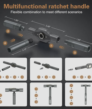 24-in-1 Multifunctionele Ratel Schroevendraaierset met Magnetische S2 Bits - Ideaal voor Doe-het-zelf en Huishoudelijke Reparaties