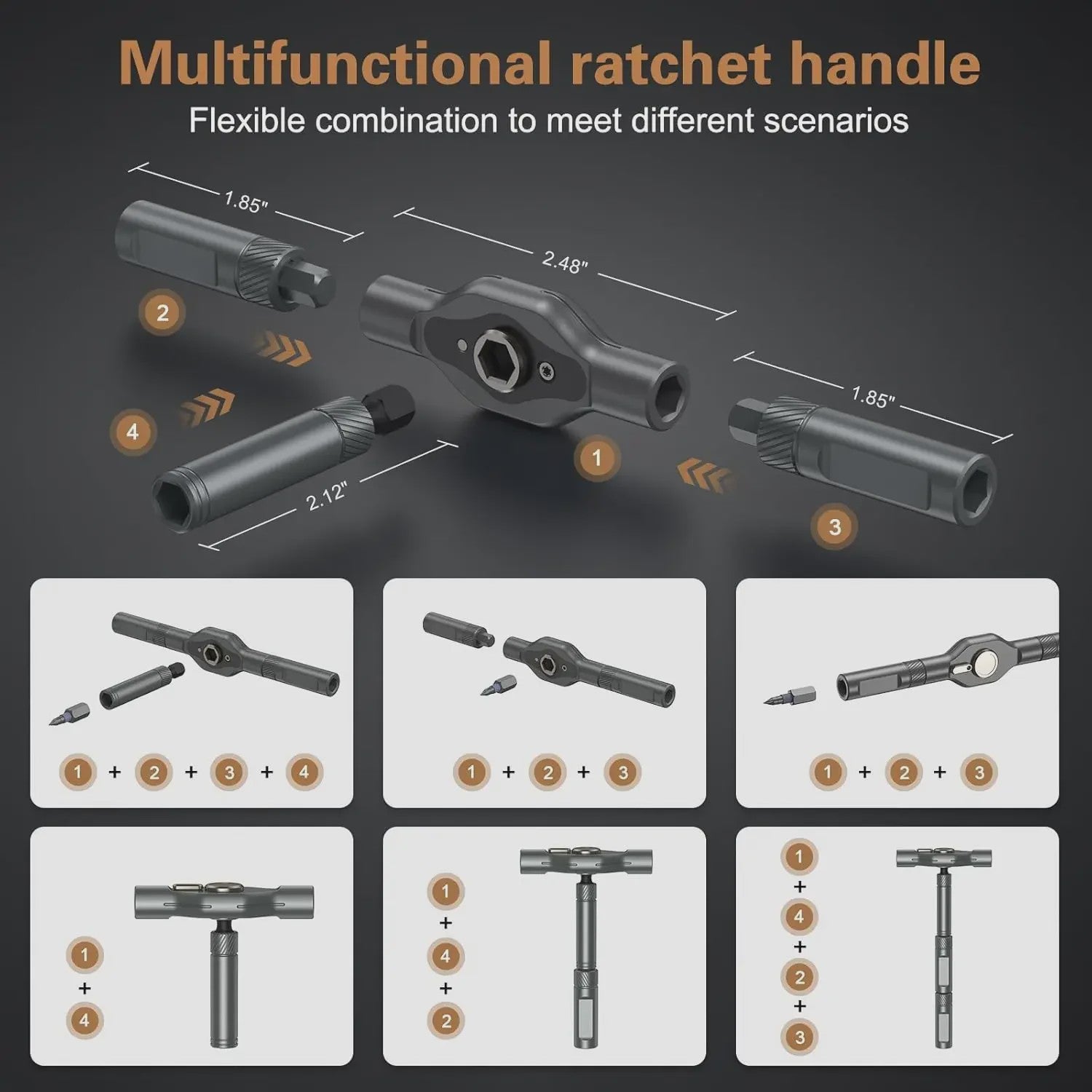 24-in-1 Multifunctionele Ratel Schroevendraaierset met Magnetische S2 Bits - Ideaal voor Doe-het-zelf en Huishoudelijke Reparaties