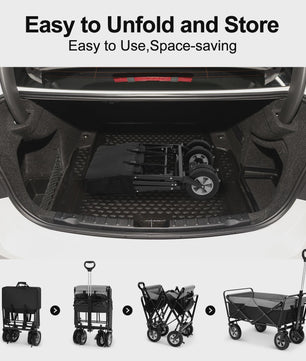 Opvouwbare Transportkar 100L met Verstelbare Handgreep en Zijvak - All-Terrain