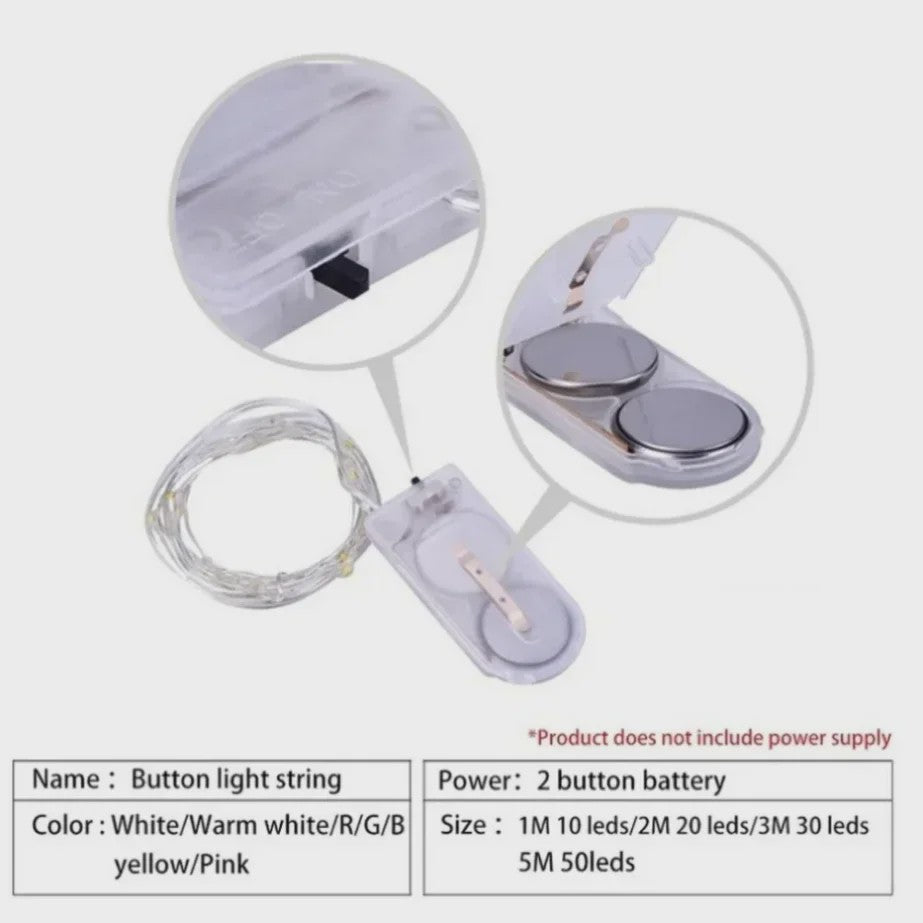 Set van 10x LED Koperdraad Lichtjes - 1m tot 5m - Sfeerverlichting voor Feest, Bruiloft, Kerst & Decoratie
