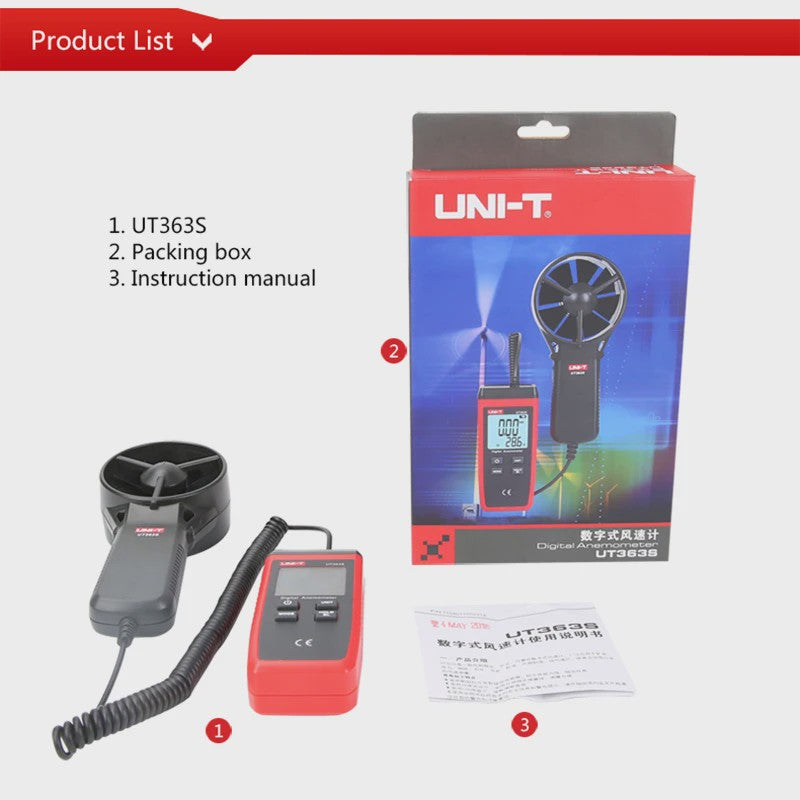 UNI-T UT363S Digitale Anemometer - Windsnelheid & Temperatuurmeter