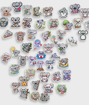 Schattige Cartoon Koala Stickers Set - Decoratief, Waterdicht & DIY voor Kinderen, Scrapbooking, Laptops